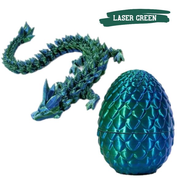 3D Printed Dragon Eggs with Dragon Inside, Articulated Crystal Dragon 12 Inches - Picture 9 of 10